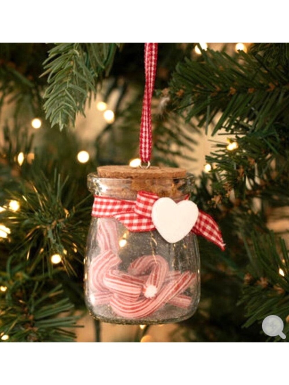 Realistic Candy Cane Jar Ornament Glass Jar 3" Christmas Peppermint Candyland